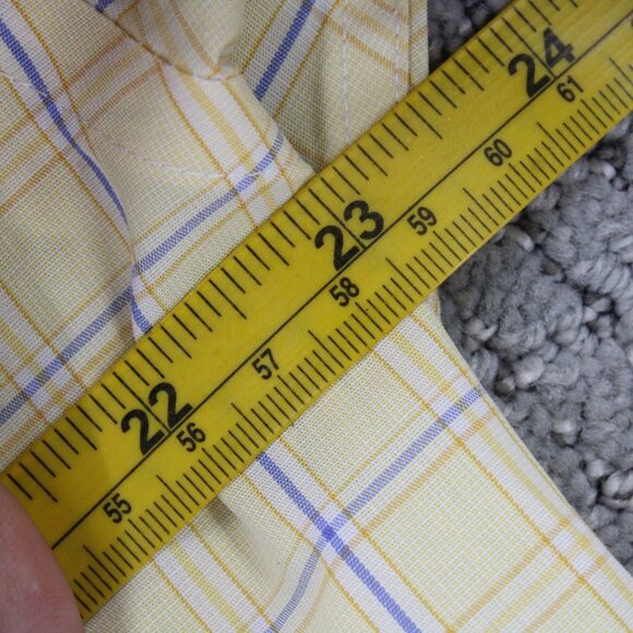 Brooks Brothers Shirt Mens Medium M Yellow Beige Plaid Button Down Short Sleeve - Picture 8 of 9